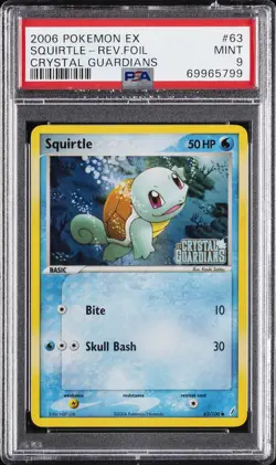 2006 POKEMON EX CRYSTAL GUARDIANS #63 SQUIRTLE-REVERSE FOIL PSA 9 - Image 1