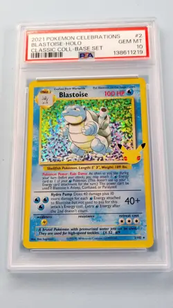 Blastoise Holo PSA 10 GEM 2021 Pokemon Celebrations Classic Collection 2/102 🐢 - Image 1