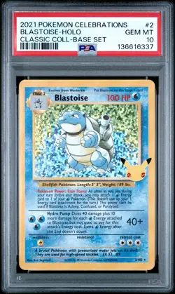 2021 POKEMON CELEBRATIONS CLASSIC COLLECTION #2 BLASTOISE-HOLO PSA 10 - Image 1