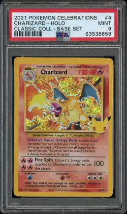 2021 POKEMON CELEBRATIONS CLASSIC COLLECTION CHARIZARD-HOLO#4 BASE SET PSA 9 - Image 1