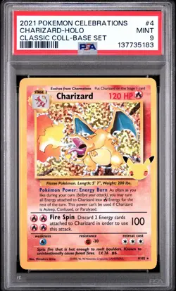 2021 Pokemon Celebrations Charizard Holo Classic Collection Base Set #4 PSA 9 - Image 1