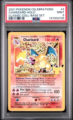 2021 POKEMON CELEBRATIONS CLASSIC COLLECTION #4 CHARIZARD-HOLO PSA 9 - Image 1