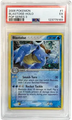 2006 POKEMON POP SERIES 3 #1 BLASTOISE-HOLO PSA 5 ~ SWIRL COMING OUT IF CANNON! - Image 1