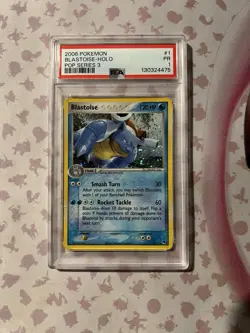Pokemon Card Blastoise Pop Series 3 Holo 2006 1/17 Rare PSA 1 Graded - Image 1