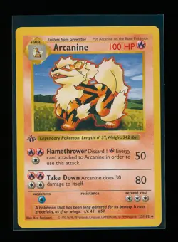 POKEMON 1st Edition Shadowless Base Set ARCANINE 23/102 Uncommon LP Vintage WOTC - Image 1