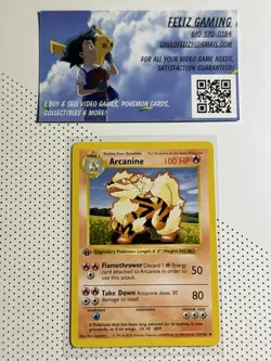 Pokemon 1999 1st Edition Arcanine Base Set Shadowless #23/102 - Good Condition - Image 1