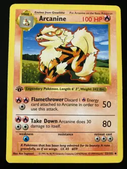 Pokemon 1st Edition Shadowless Arcanine 23/102 Base Set Excellent Condition - Image 1