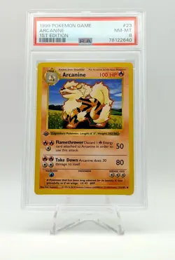 1999 POKEMON BASE SET FIRST EDITION SHADOWLESS ARCANINE 23/102 PSA 8 - Image 1