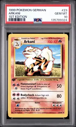 1999 Pokemon GERMAN 1st Edition Base Set Arkani-Arcanine 23/102 PSA 10 GEM MINT - Image 1