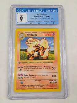 Pokemon Base Set 1st Edition Shadowless Arcanine #23 - CGC 9 - Image 1