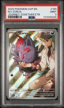 2025 POKEMON SVP EN-SV BLACK STAR PROMO #189 N'S ZORUA PSA 9 - Image 1