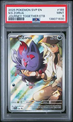 2025 POKEMON SVP EN-SV BLACK STAR PROMO #189 N'S ZORUA PSA 9 - Image 1