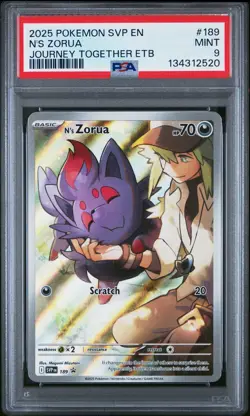 2025 POKEMON SVP EN-SV BLACK STAR PROMO #189 N'S ZORUA PSA 9 - Image 1