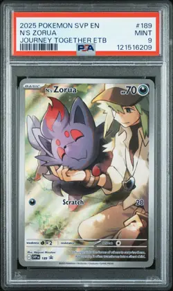 2025 POKEMON SVP EN-SV BLACK STAR PROMO #189 N'S ZORUA PSA 9 - Image 1