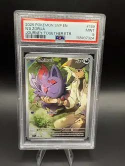 2025 POKEMON SVP EN-SV BLACK STAR PROMO #189 N'S ZORUA PSA 9 - Image 1