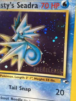 Misty's Seadra (Prerelease) 009/132 Pokemon TCG Gym Heroes Wotc Promo Holo - Image 3