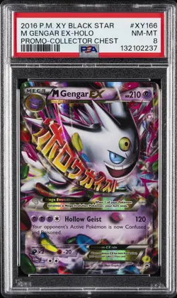 2016 POKEMON XY BLACK STAR PROMO COLLECTOR CHEST #XY166 M GENGAR EX-HOLO PSA 8 - Image 1