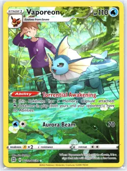 Vaporeon TG02/TG30 Near Mint SWSH09: Brilliant Stars Trainer Gallery Pokemon TCG - Image 1