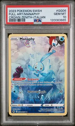 POKEMON PSA 10 MANAPHY FULL ART GG06/GG70 ZENIT REGALE ITALIANO 2023 POP 1 🌎 - Image 1