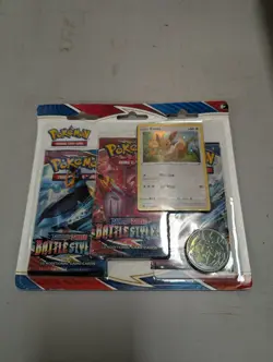 Unopened Pokemon TCG Battle Styles 3-Pack Blister with Eevee Promo Card + Coin - Image 1
