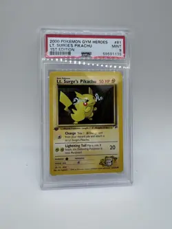 2000 Pokemon 1st Edition Gym Heroes Lt. Surge’s Pikachu #81 | PSA 9 - Image 1
