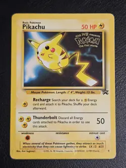 Pikachu Pokemon The First Movie Kids WB Promo 4 WoTC Black Star Stamped Card MP - Image 1