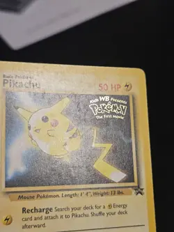Pikachu Pokemon The First Movie Kids WB Promo 4 WoTC Black Star Stamped Card MP - Image 3