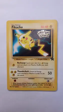 Pikachu Pokemon The First Movie Kids WB Promo 4 WoTC Black Star Stamped Card - Image 1