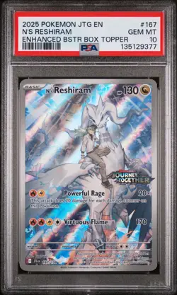 N's Reshiram 167/159 Stamped IR 2025 Pokemon Journey Together PSA 10 Gem Mint - Image 1