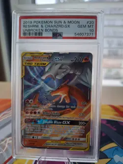 Reshiram & Charizard GX 20/214 - Unbroken Bonds - Graded PSA 10 GEM MT Pokemon C - Image 1