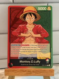 ONE PIECE Card Game Romance Dawn OP01-003 Monkey D Luffy Leader PRE-ERRATA - Image 1