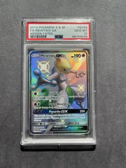 Pokemon TCG Mewtwo GX Hidden Fates Holo SV59/SV94 PSA 10 2019 - Image 1