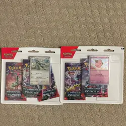 Sealed Temporal Forces 3 Pack Blister (Set of Two) SV05 TEF Pokemon - Image 1