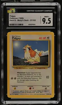 Pokemon Pidgey #57 Misty's Trainer Deck B Demo CGC 9.5 (Pop 4) Read Description - Image 1