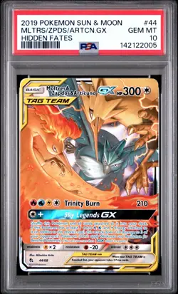 PSA 10 MOLTRES & ZAPDOS & ARTICUNO GX 44/68 HIDDEN FATES POKEMON 😍 - Image 1
