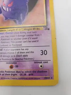 Gengar 20/62 Base Set Fossil Non-Holo Rare Pokemon Card Vintage WOTC - Image 5