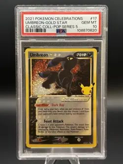 2021 POKEMON CELEBRATIONS CLASSIC COLL #17 UMBREON-GOLD STAR PSA 10 - Image 1