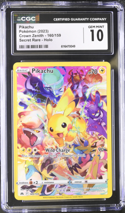 2023 Pokemon Crown Zenith Pikachu Secret Rare Holo #160/159 CGC 10 - Image 1