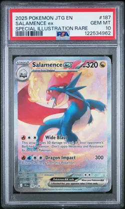 2025 Pokemon Salamence ex 187/159 Sv09: Journey Together Holo PSA 10 - Image 1
