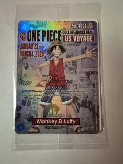 One Piece CCG Monkey. D. Luffy College Basketball US Voyage Promo Card (Sealed) - Image 1