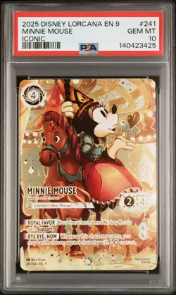2025 DISNEY LORCANA EN 9-FABLED ICONIC MINNIE MOUSE - SWEETHEART PRINCESS PSA 10 - Image 1