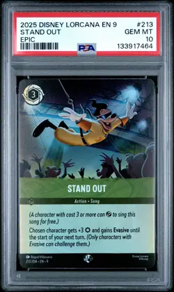 2025 DISNEY LORCANA EN 9-FABLED EPIC #213 STAND OUT PSA 10 - Image 1