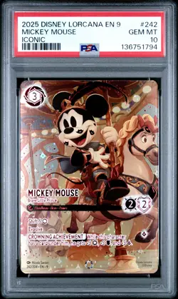 2025 DISNEY LORCANA EN 9-FABLED ICONIC MICKEY MOUSE - BRAVE LITTLE PRINCE PSA 10 - Image 1