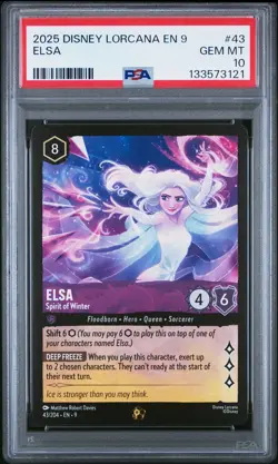 2025 DISNEY LORCANA EN 9-FABLED #43 ELSA - SPIRIT OF WINTER PSA 10 - Image 1