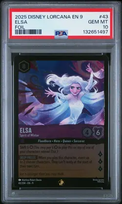 2025 DISNEY LORCANA EN 9-FABLED FOIL #43 ELSA SPIRIT OF WINTER PSA 10 - Image 1