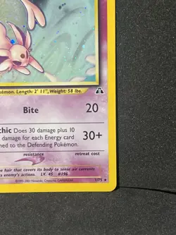 Espeon 1/75 Pokemon TCG Neo Discovery Holo Rare Unlimited WOTC Ear Swirl - Image 5