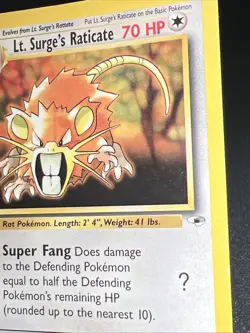 Lt. Surge’s Surges Raticate 51/132 - Gym Heroes - Pokemon Card TCG 2000 - Image 2