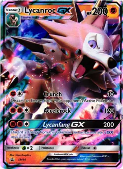 Pokemon TCG Sun & Moon Black Star Promo SM14 Lycanroc GX LP - Image 1