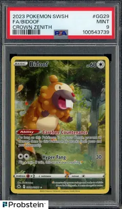 2023 Pokemon SWSH Crown Zenith #GG29 FA Bidoof PSA 9 MINT - Image 1