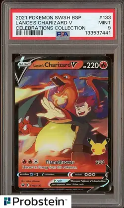 #2 2021 Pokemon SWSH BSP Celebrations Collection #133 Lance's Charizard V PSA 9 - Image 1